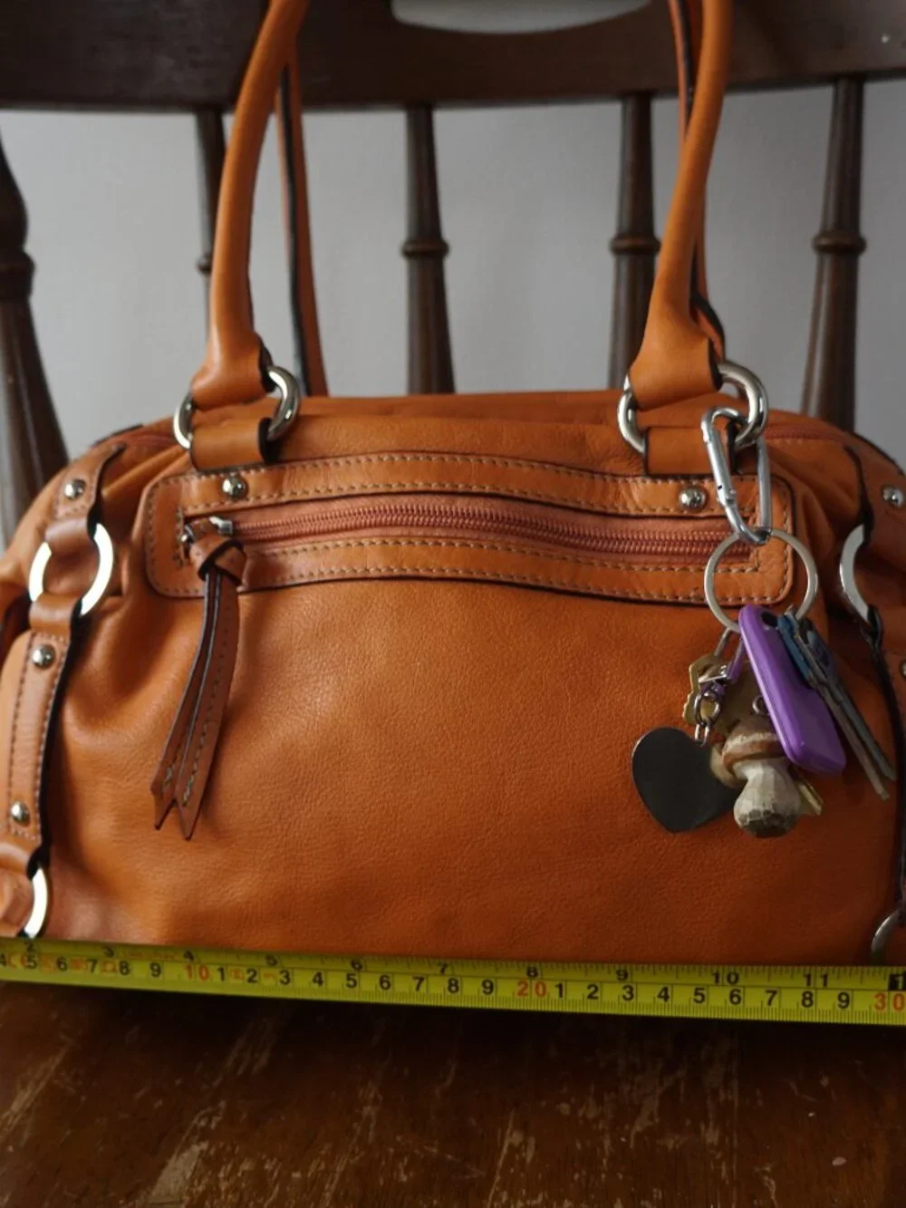 Tignanello Orange Genuine Leather Shoulder Bag